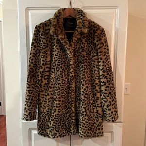 Leopard Faux Fur Above Knee Coat